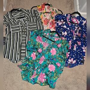 4- Floral and Striped Women's Tops Collection